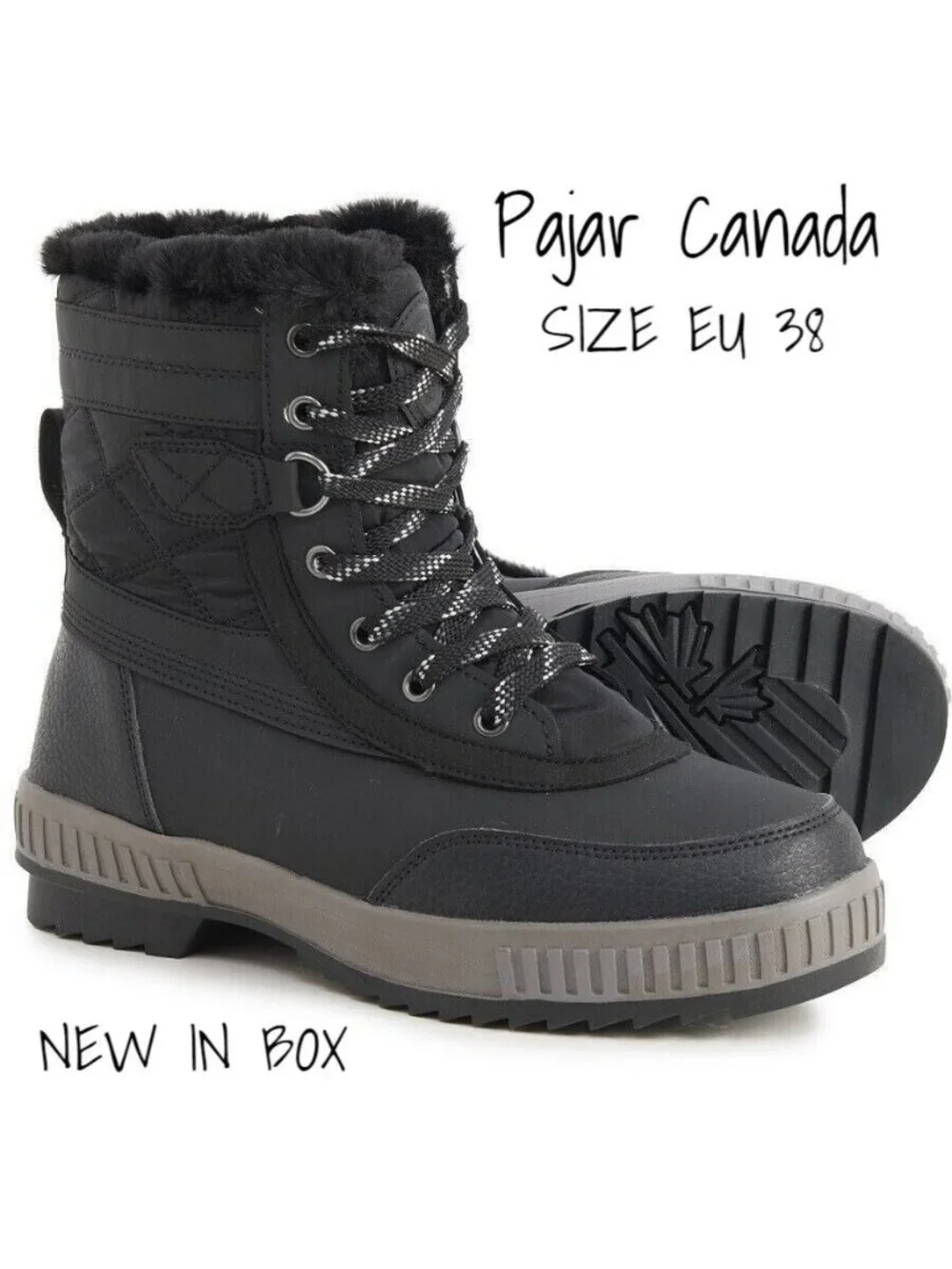 Waterproof Pajar Women's Karley Snow Boots - Insulated Black EUR 38 US 7-7.5 New